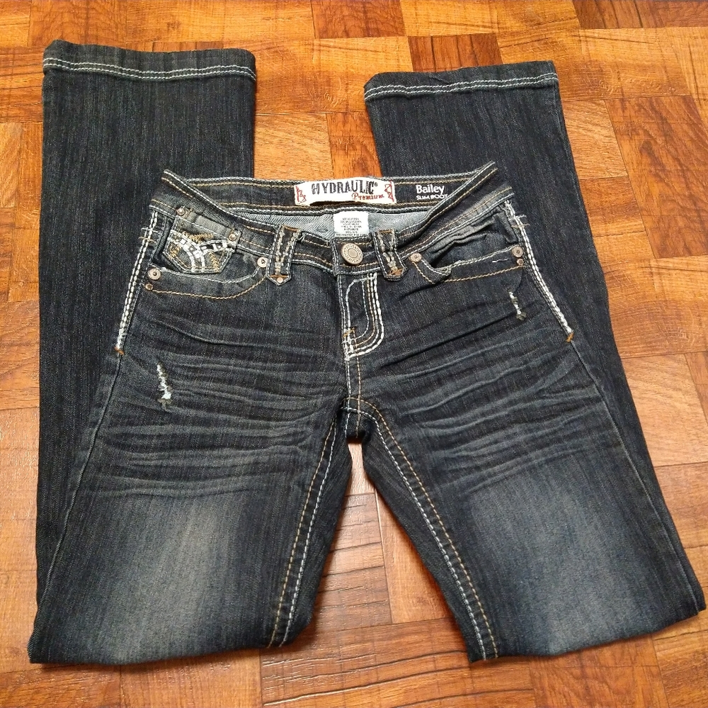 Hydraulic Bailey Slim Boot Embroidery Dark Blue Jeans Size 5/6
